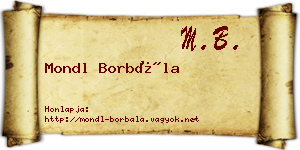 Mondl Borbála névjegykártya